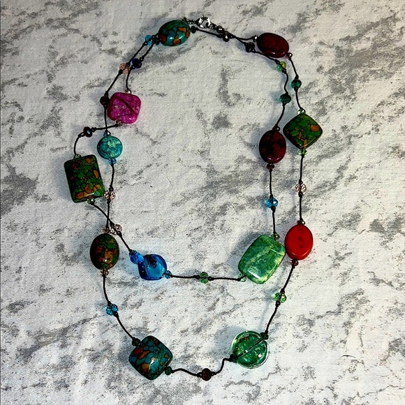 Premier Designs Multicolor Glass Beads and Stone 3* 42825 - Picture 1 of 4